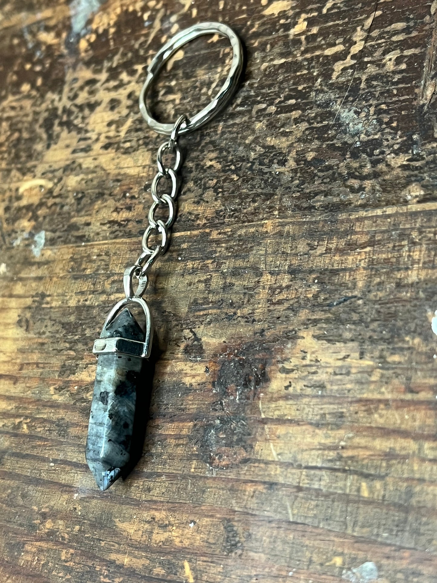 Larvikite crystal keychain