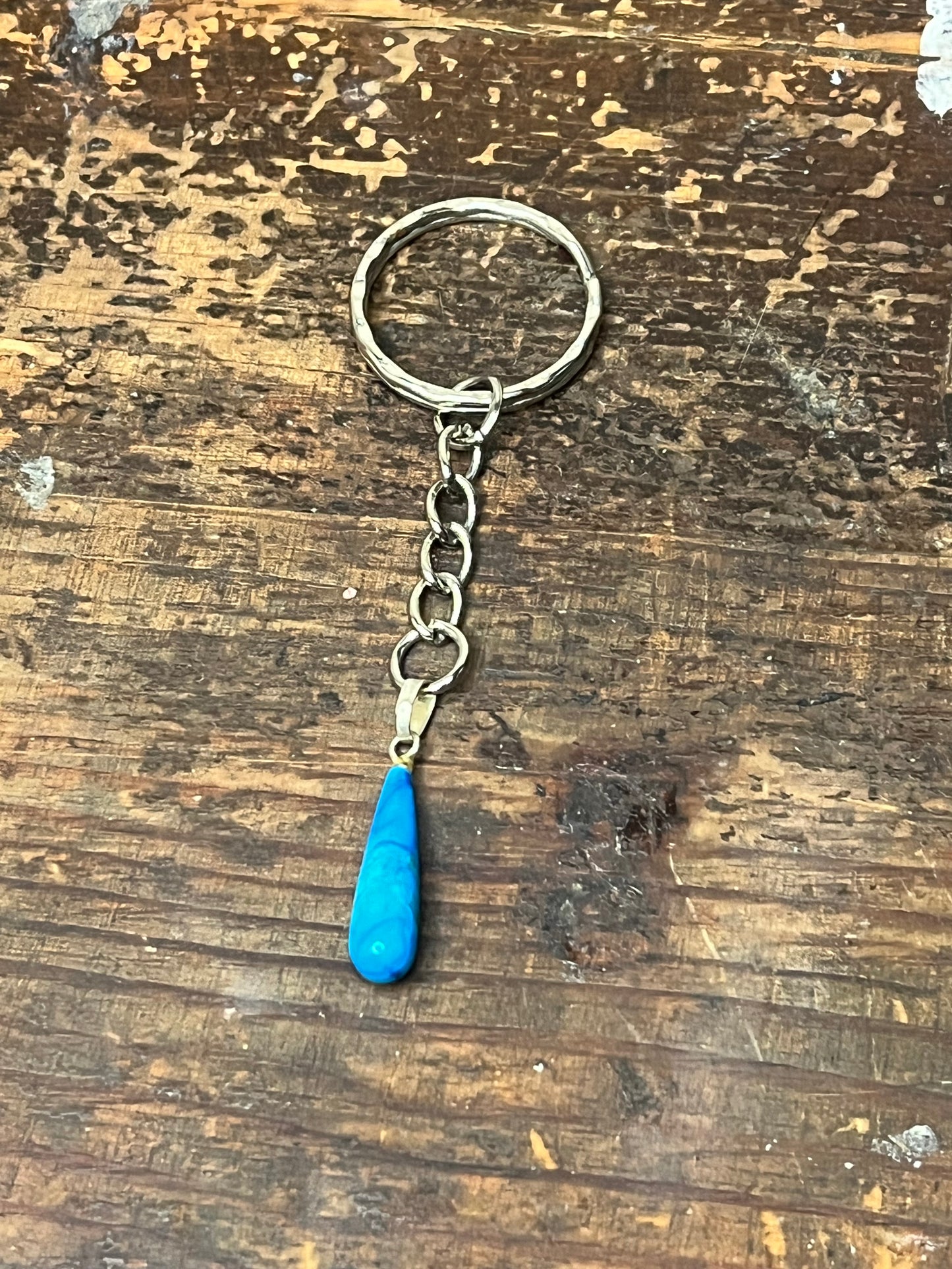Turquoise/Blue tear drop shape crystal keychain
