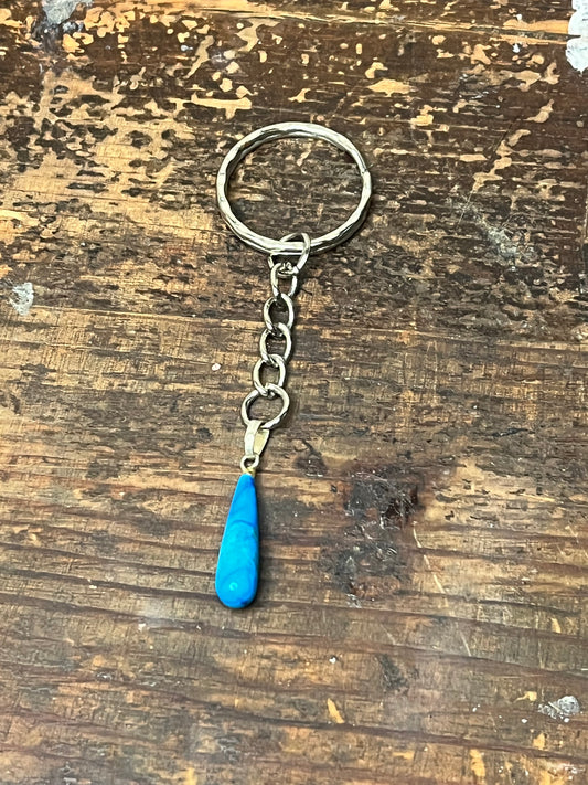 Turquoise/Blue tear drop shape crystal keychain