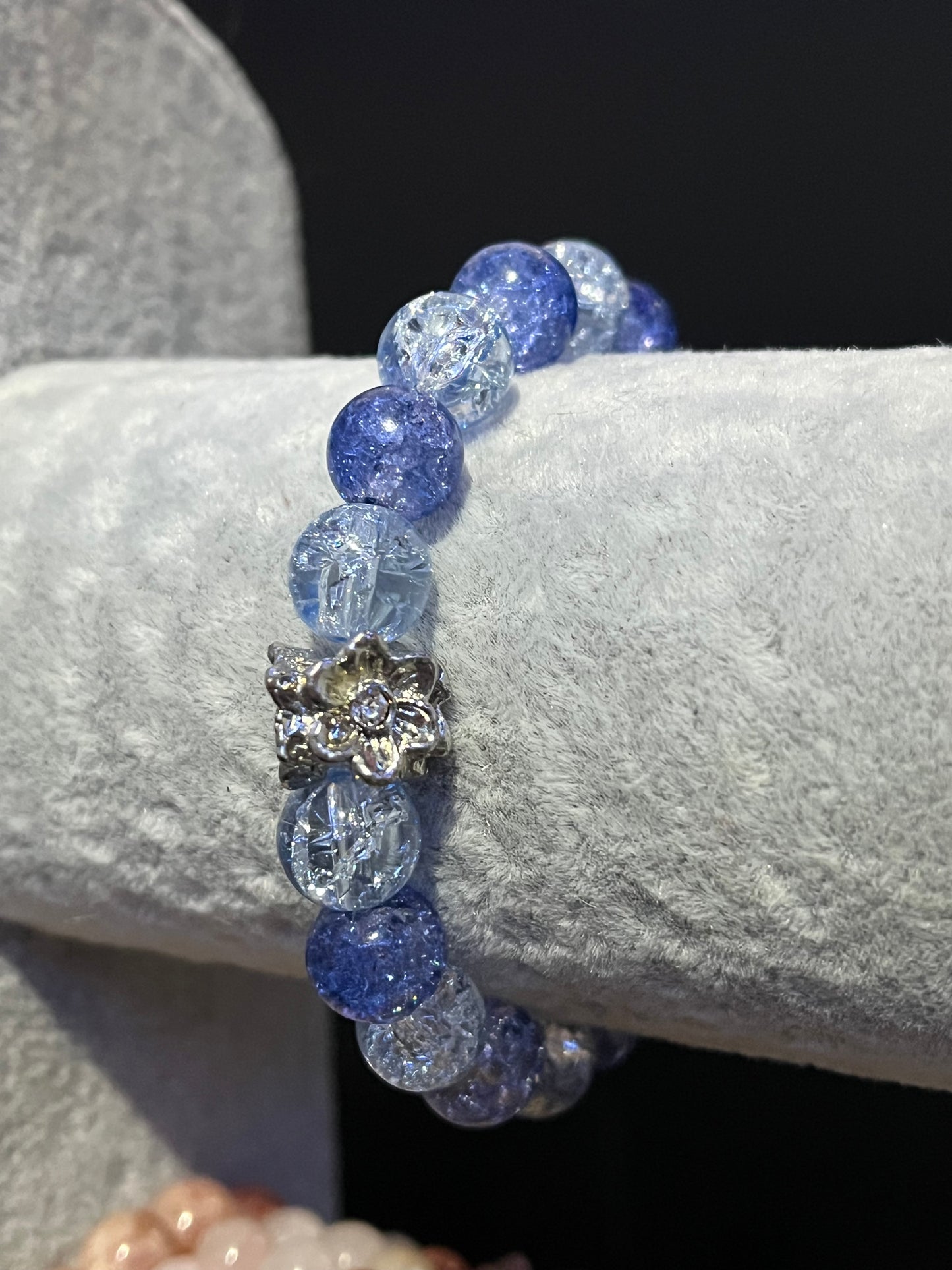 Light clear blue,darker blue with silver accessory