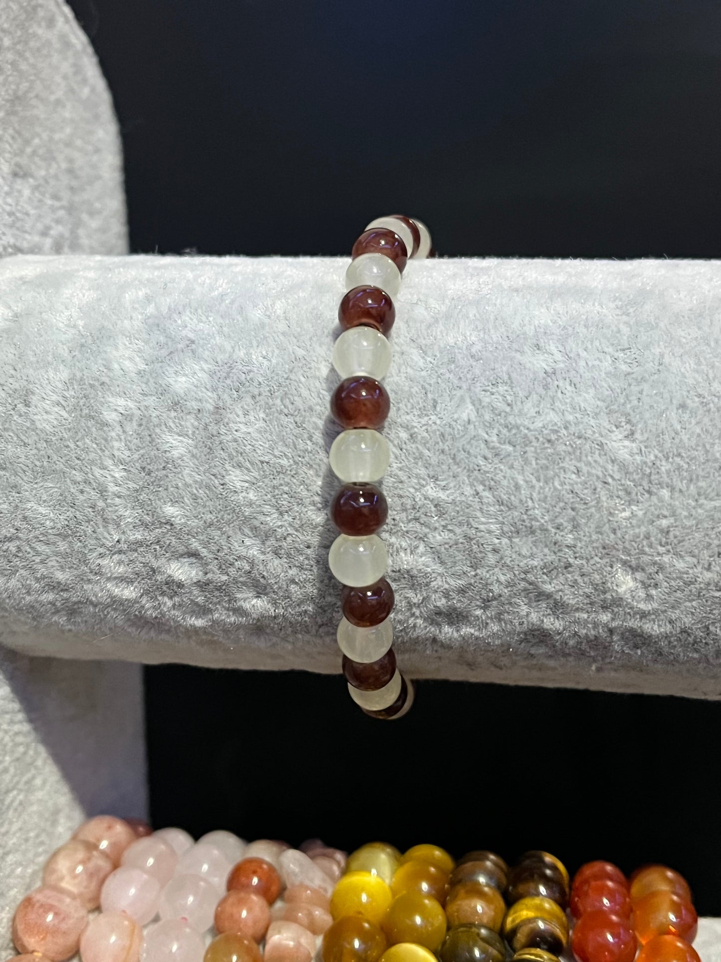 Brown and white glass bracelet