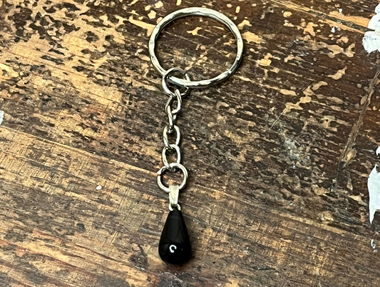 Black obsidian tear shape crystal keychain