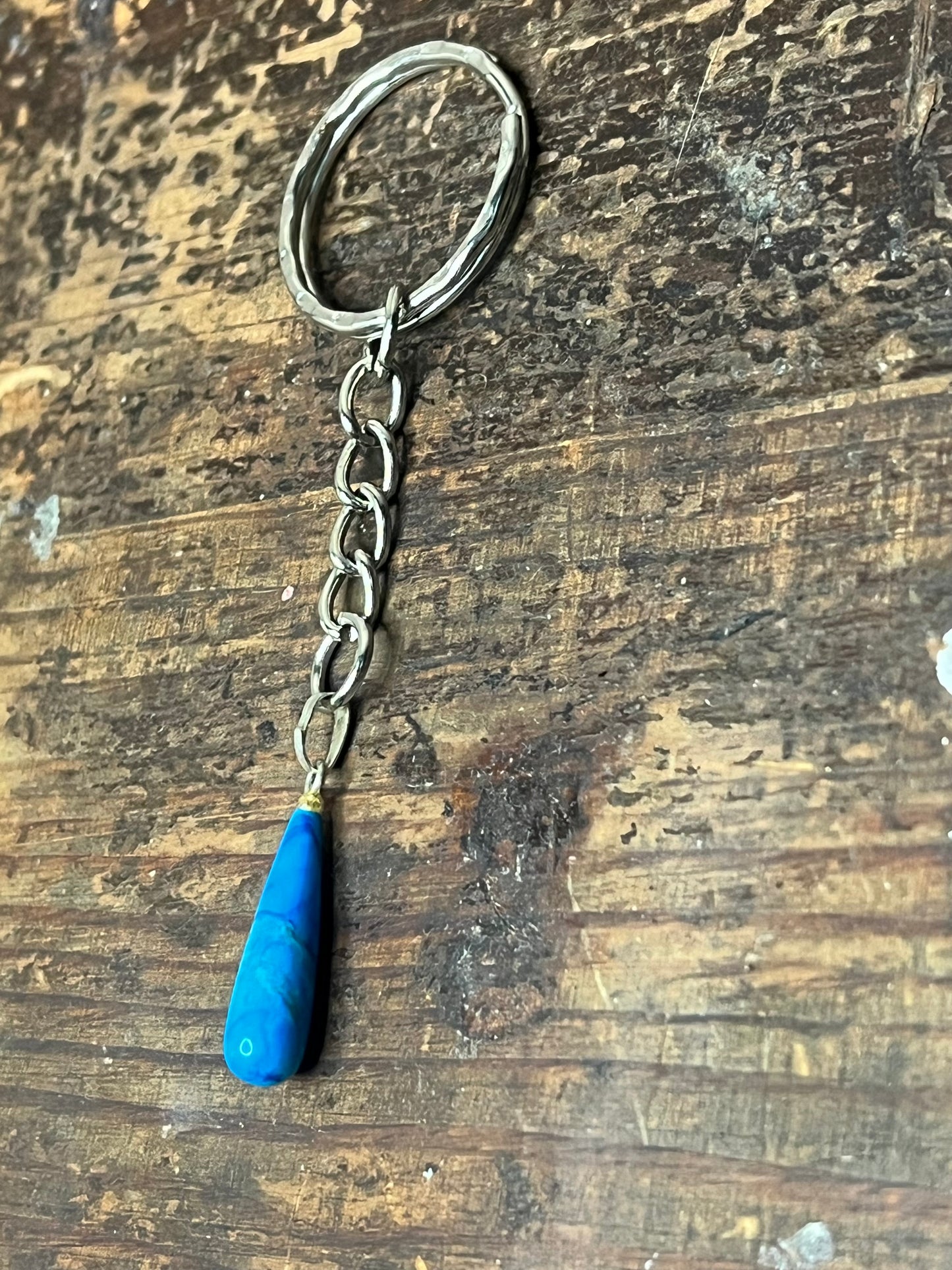 Turquoise/Blue tear drop shape crystal keychain