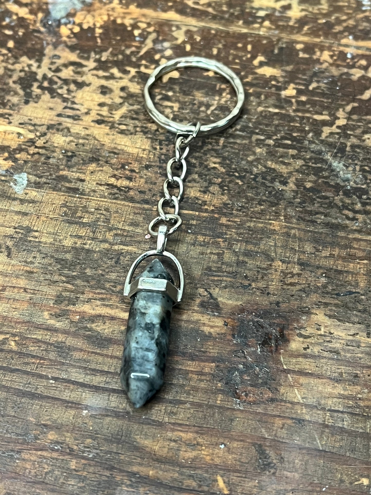 Larvikite crystal keychain