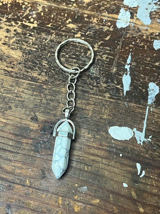 White howlite crystal stone keychain