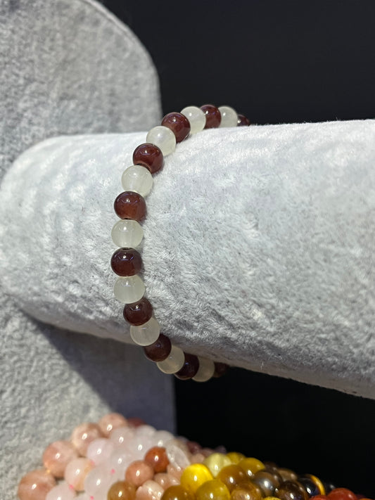 Brown and white glass bracelet