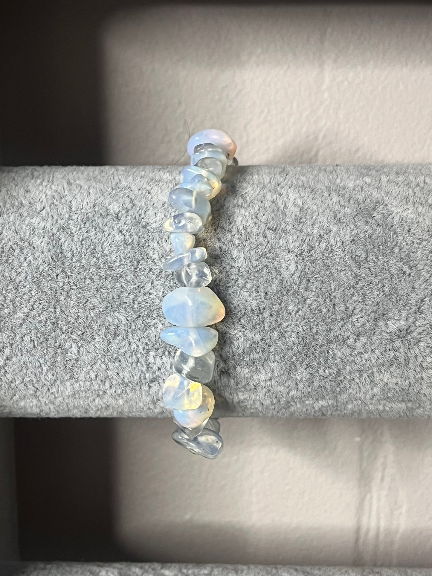 Moonstone and clear crystal bracelet