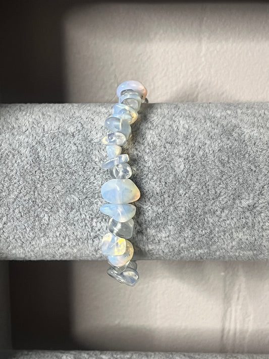 Moonstone and clear crystal bracelet