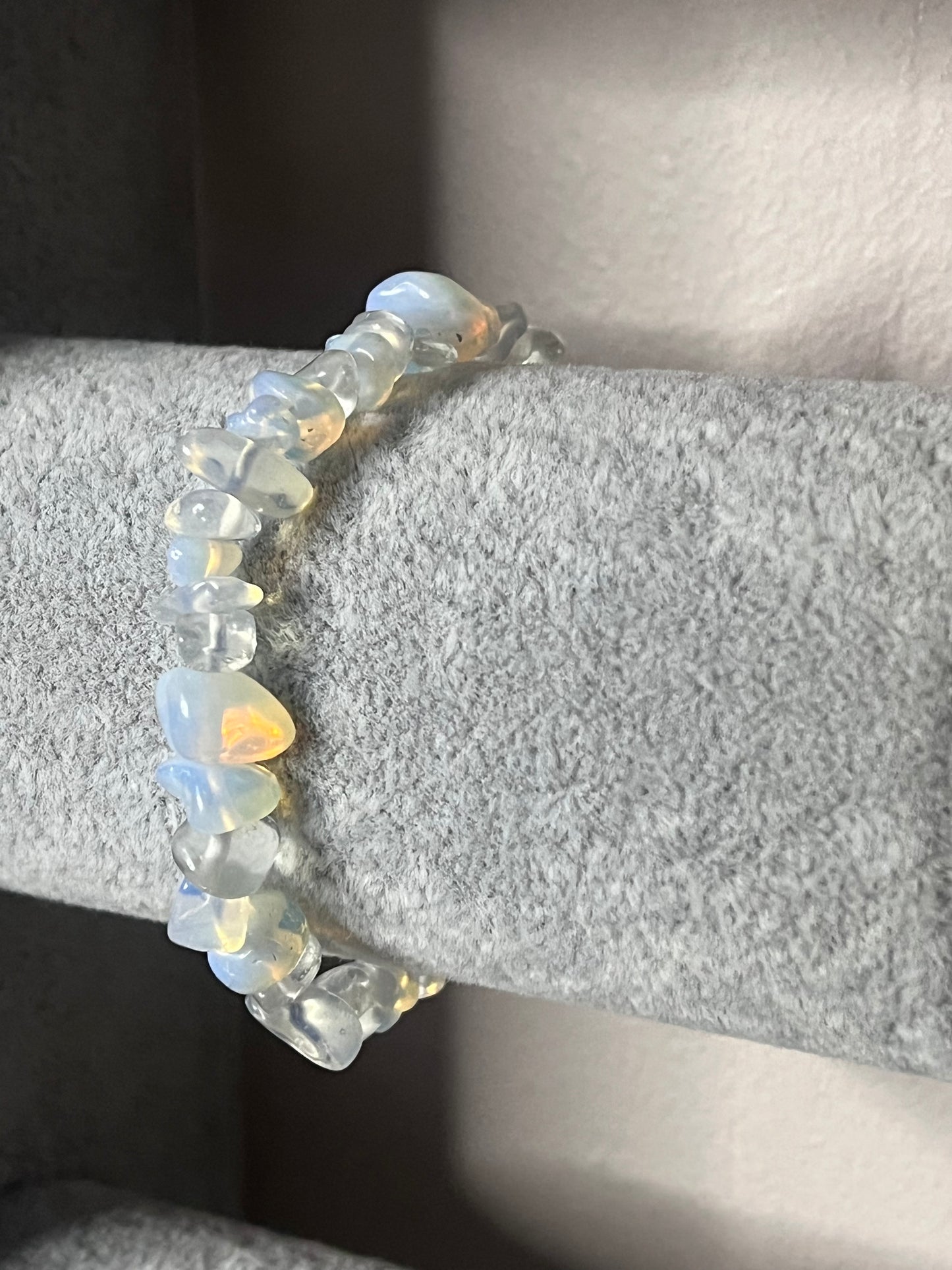 Moonstone and clear crystal bracelet